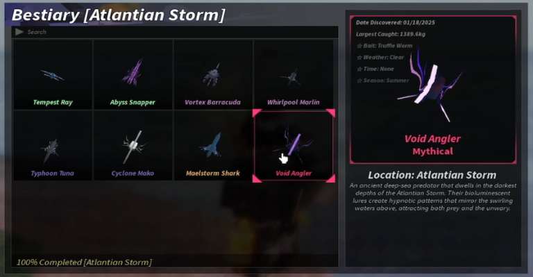 Alle 8 Fische im atlantischen Sturm (100% Bestiary)