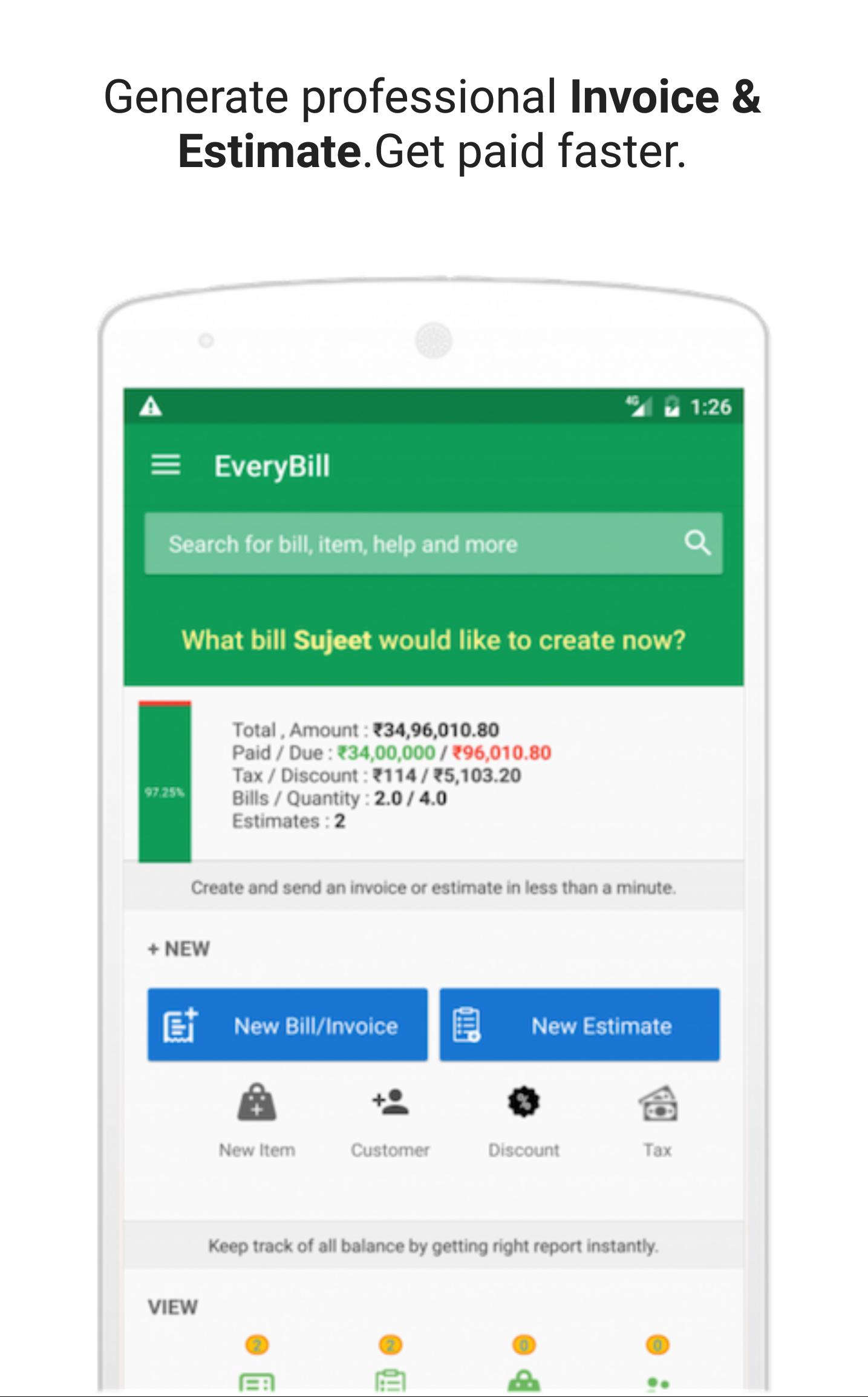 FREE GST Invoice! Estimate, Account, Inventory App