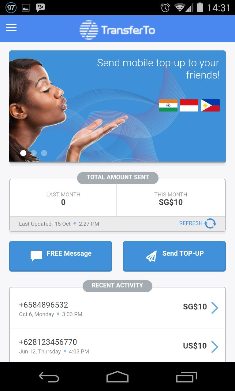 TransferTo mobile topup