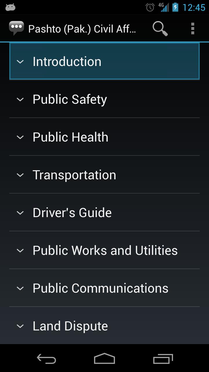 Pashto (Pak.) Civil Affairs