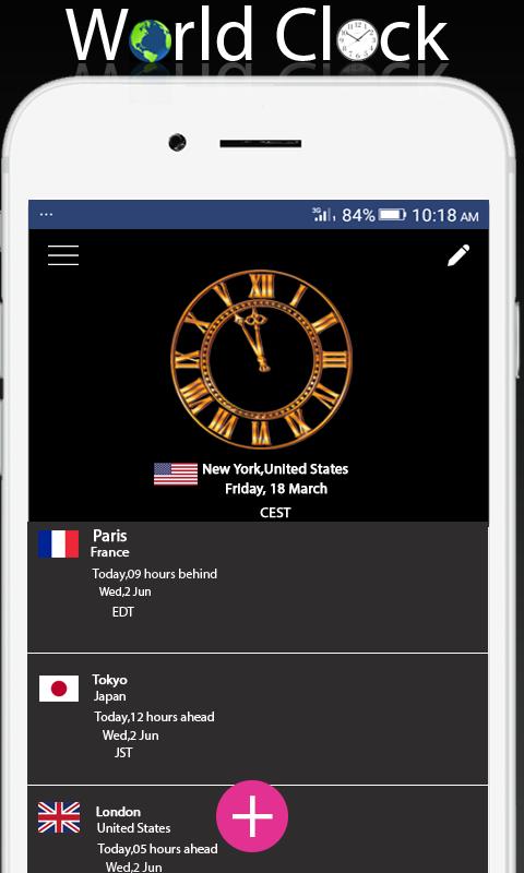 World clock widget and weather