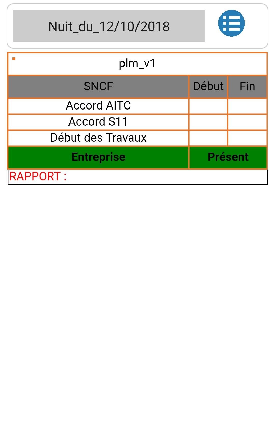 Rapport journalier