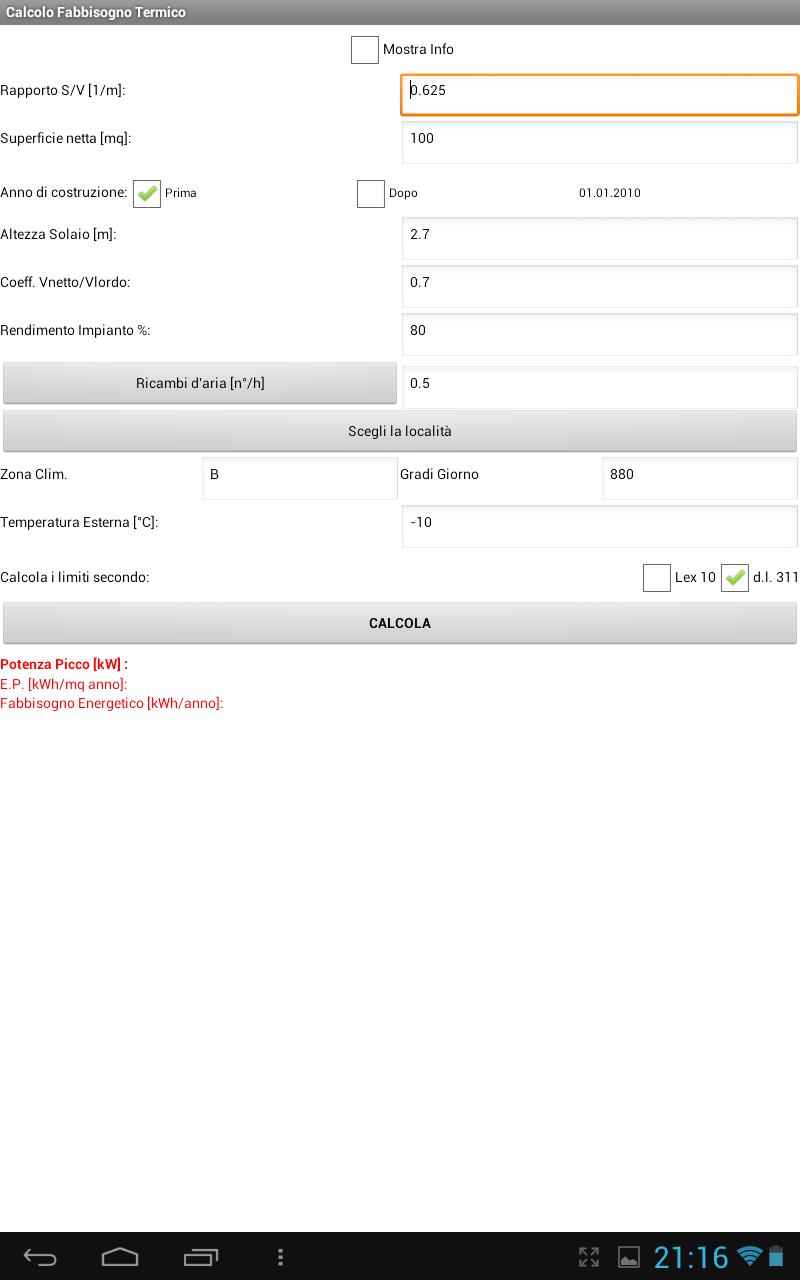 Calcolo Fabbisogno Termico